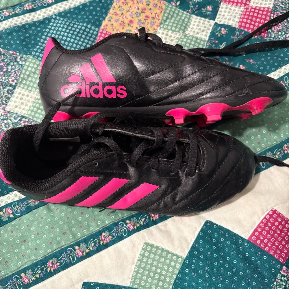 Size 2 1/2 Adidas Kids Black and Pink Sneakers